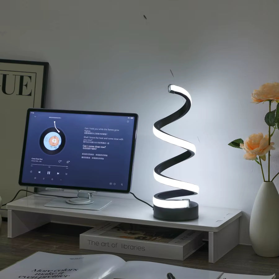 1PC Simple Spiral External Emitting Bright Desktop Desk Lamp, USB - Three-Color Lighting, Suitable for Living Room and Bedroom D